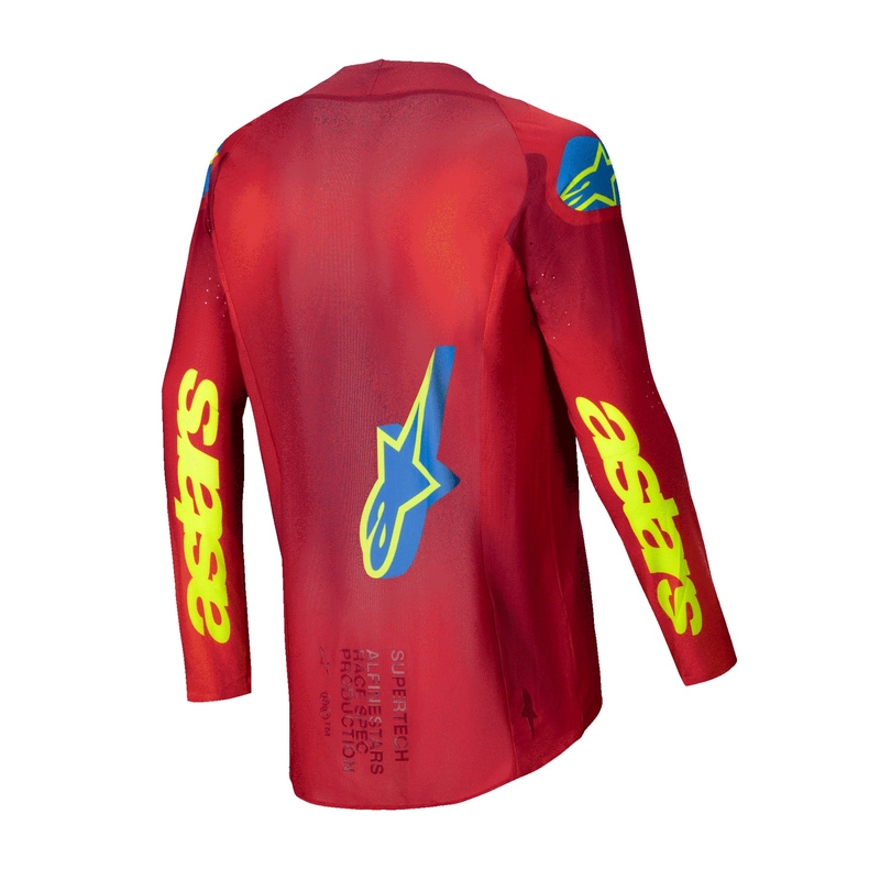 Alpinestars Supertech Maker червено-жълта тениска за мотокрос