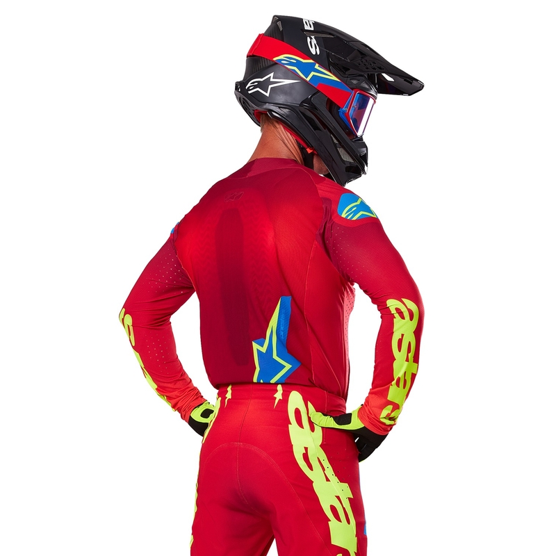 Alpinestars Supertech Maker червено-жълта тениска за мотокрос