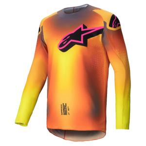 Тениска за мотокрос Alpinestars Supertech Lipan жълто-розова