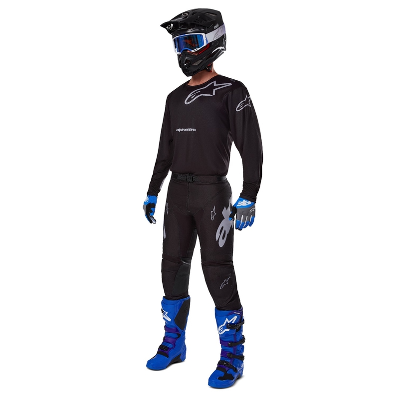 Alpinestars Racer Graphite тениска за мотокрос черно и сиво