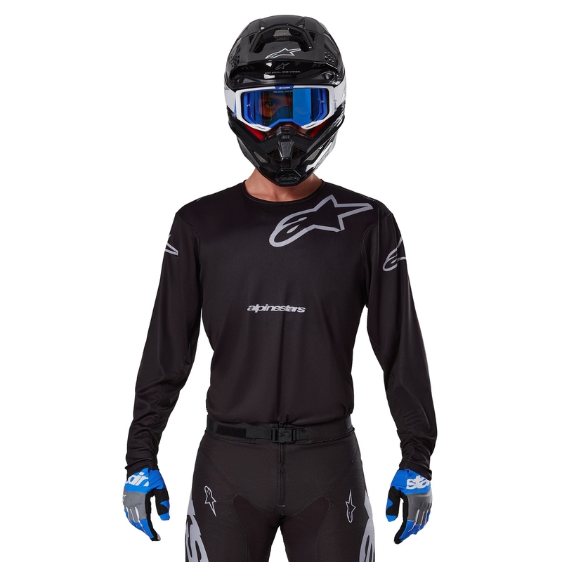 Alpinestars Racer Graphite тениска за мотокрос черно и сиво