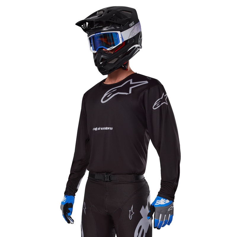 Alpinestars Racer Graphite тениска за мотокрос черно и сиво