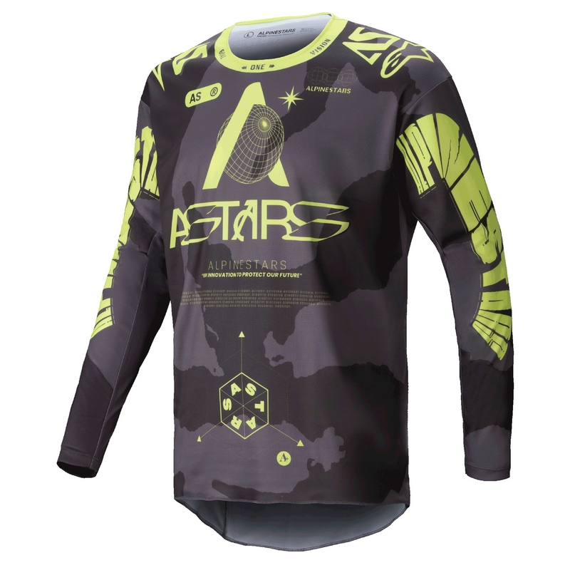 Alpinestars Racer Hollow тъмно камуфлажно-флуорово жълто мотокрос трико