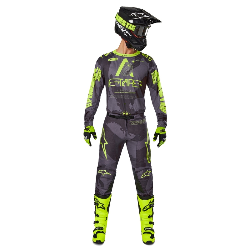 Alpinestars Racer Hollow тъмно камуфлажно-флуорово жълто мотокрос трико