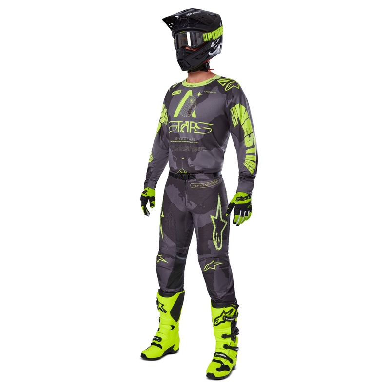 Alpinestars Racer Hollow тъмно камуфлажно-флуорово жълто мотокрос трико
