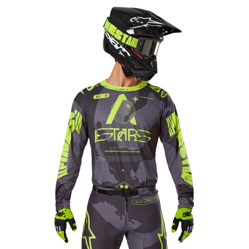 Alpinestars Racer Hollow тъмно камуфлажно-флуорово жълто мотокрос трико
