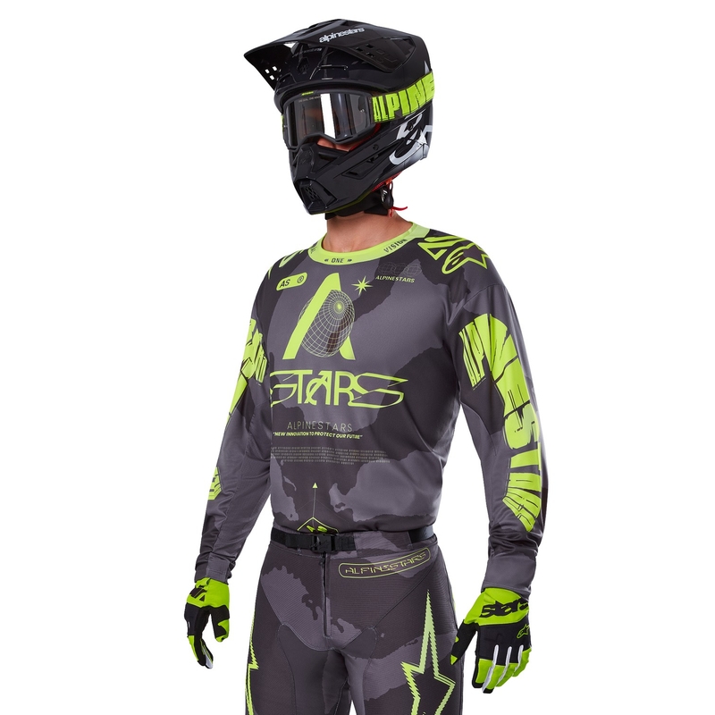 Alpinestars Racer Hollow тъмно камуфлажно-флуорово жълто мотокрос трико