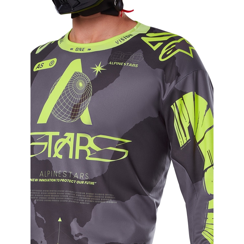 Alpinestars Racer Hollow тъмно камуфлажно-флуорово жълто мотокрос трико