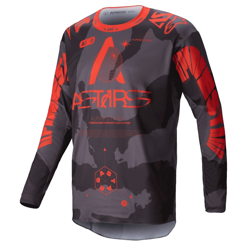 Alpinestars Racer Hollow сиво камуфлажно-флуо оранжево мотокрос трико