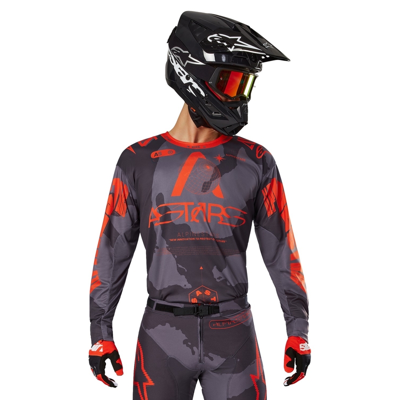 Alpinestars Racer Hollow сиво камуфлажно-флуо оранжево мотокрос трико