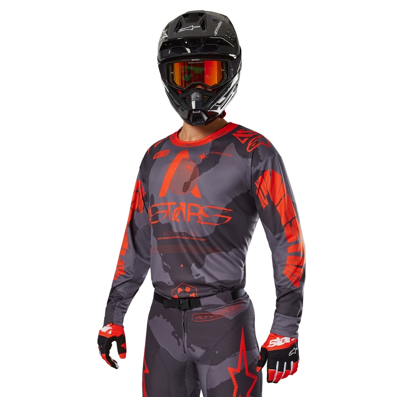 Alpinestars Racer Hollow сиво камуфлажно-флуо оранжево мотокрос трико