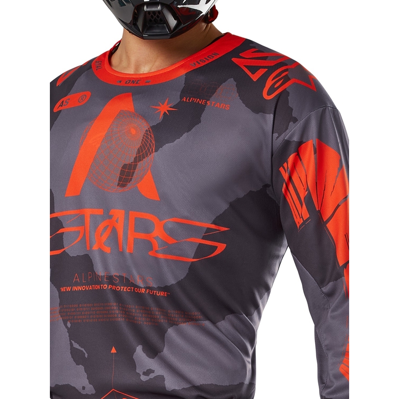 Alpinestars Racer Hollow сиво камуфлажно-флуо оранжево мотокрос трико