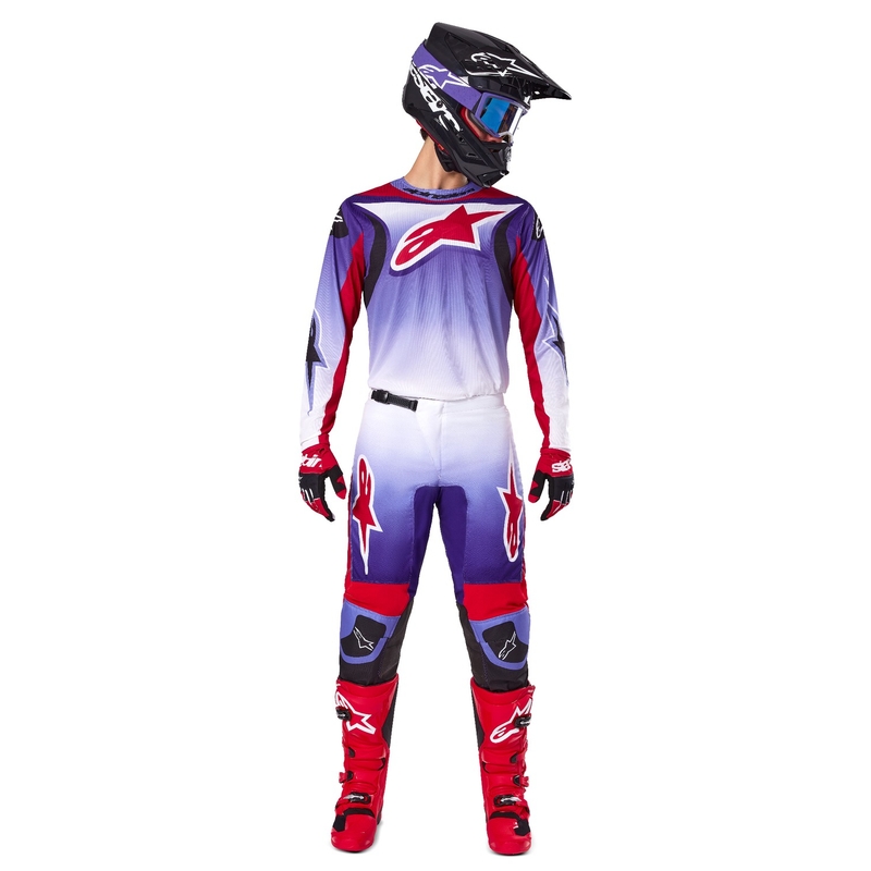 Alpinestars Fluid Wurx флуоресцентно лилаво-червена тениска за мотокрос