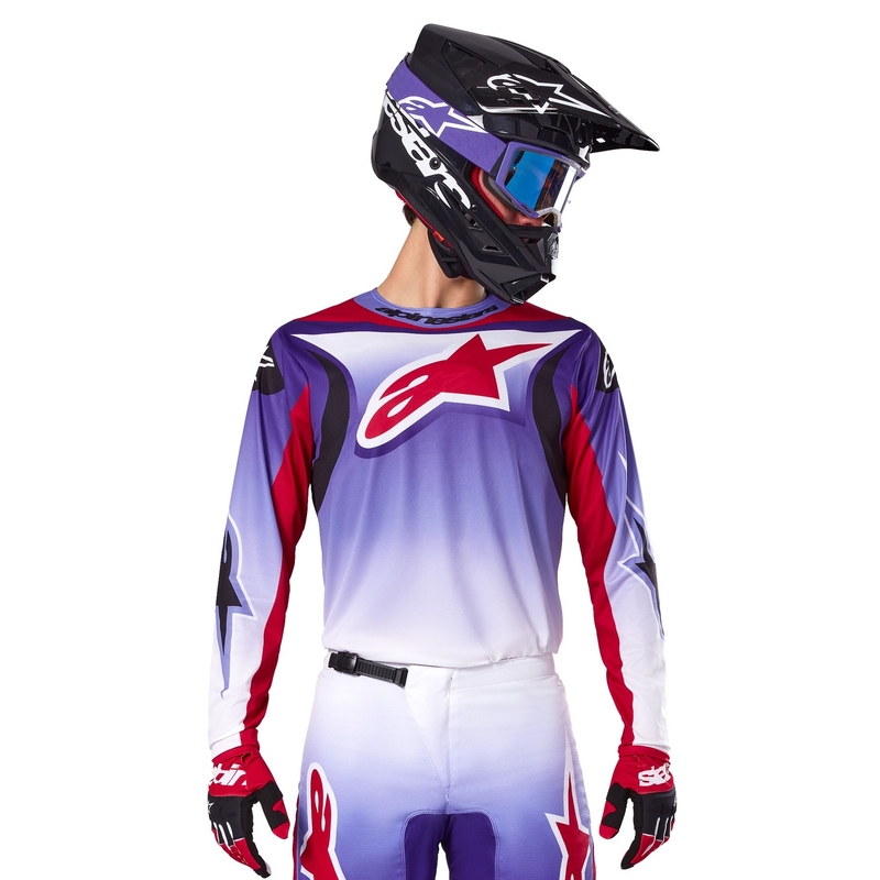 Alpinestars Fluid Wurx флуоресцентно лилаво-червена тениска за мотокрос