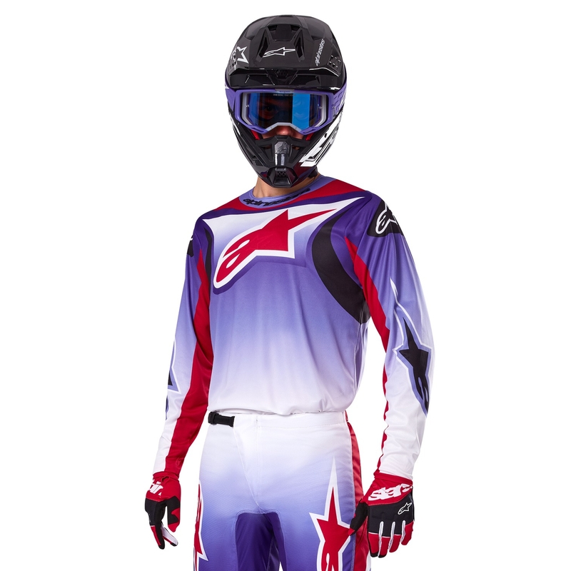Alpinestars Fluid Wurx флуоресцентно лилаво-червена тениска за мотокрос