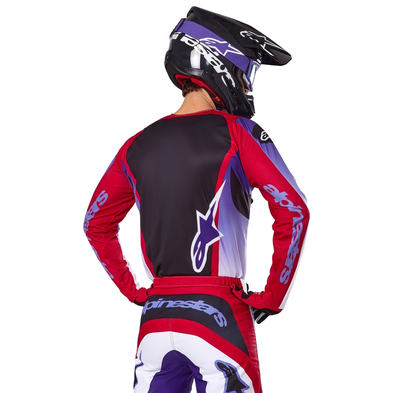 Alpinestars Fluid Wurx флуоресцентно лилаво-червена тениска за мотокрос