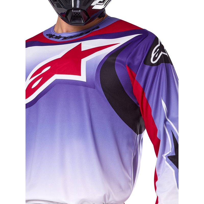 Alpinestars Fluid Wurx флуоресцентно лилаво-червена тениска за мотокрос