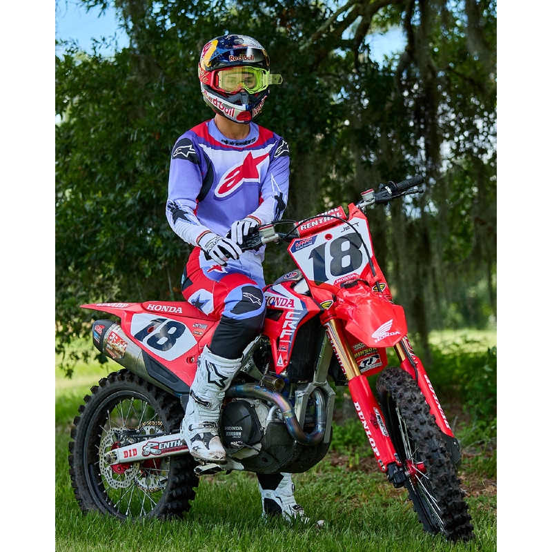 Alpinestars Fluid Wurx флуоресцентно лилаво-червена тениска за мотокрос