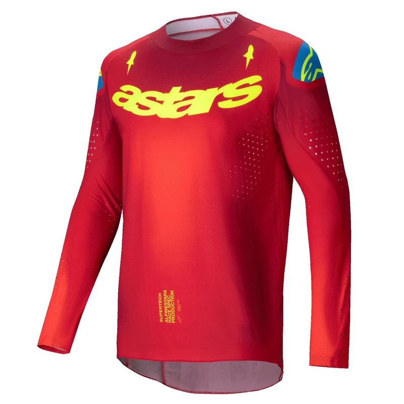 Alpinestars Supertech Maker червено-жълта тениска за мотокрос