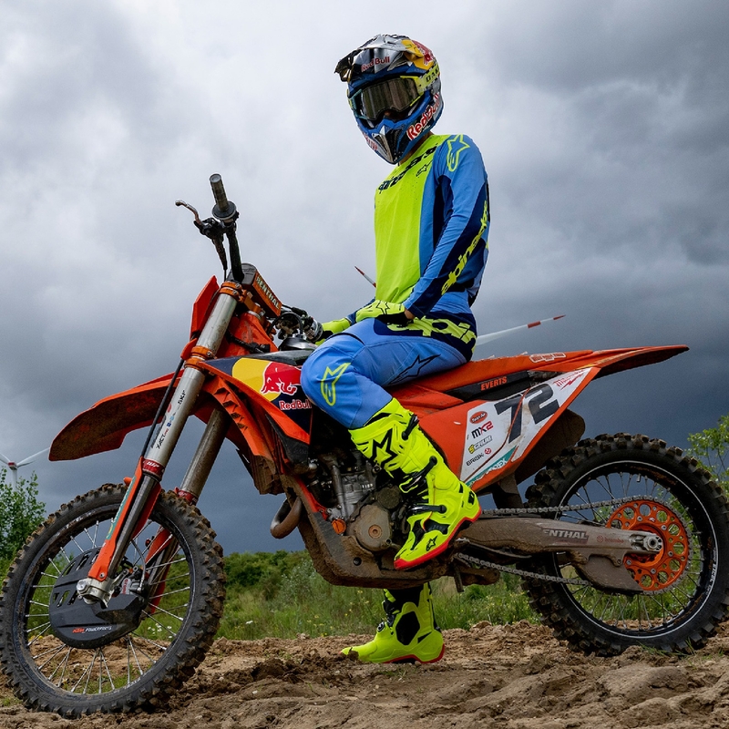Alpinestars Techstar Melt флуорово жълто-сини панталони за мотокрос