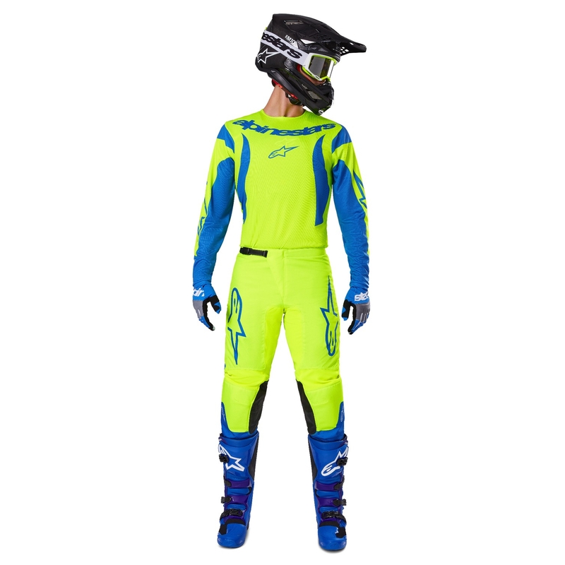 Alpinestars Fluid Haul панталони за мотокрос флуорово жълто-синьо
