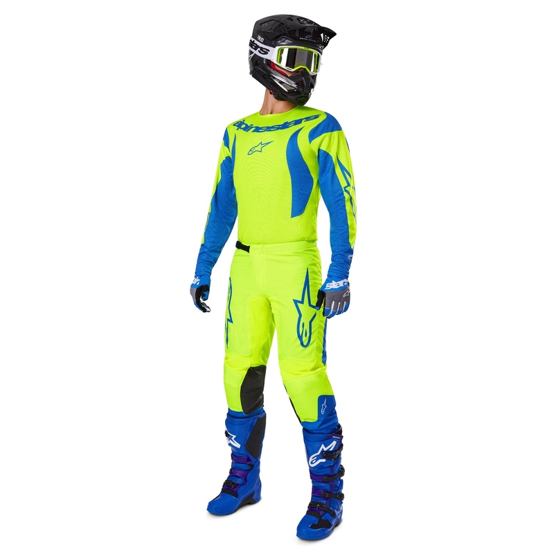 Alpinestars Fluid Haul панталони за мотокрос флуорово жълто-синьо