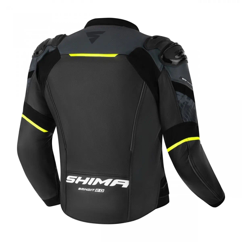 Shima Bandit 2.0 черно-бяло-флуорово жълто кожено мотоциклетно яке
