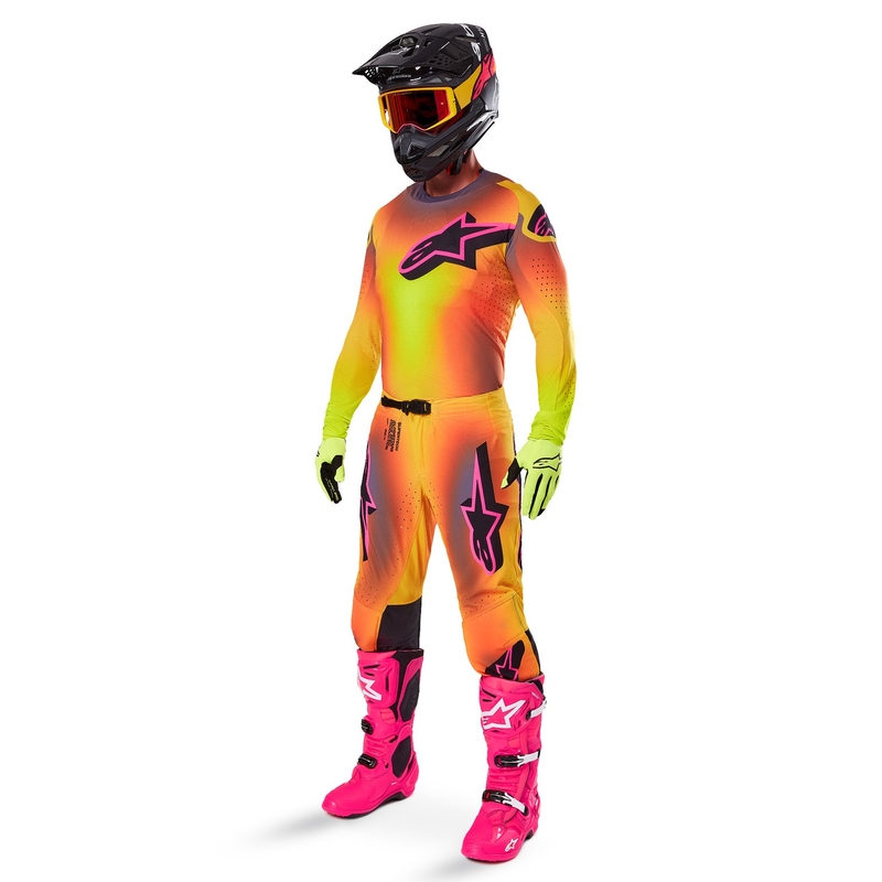Alpinestars Supertech Lipan Панталони за мотокрос жълто и розово