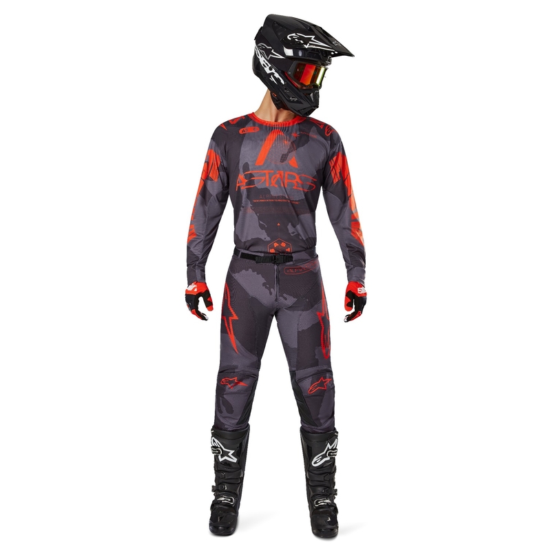 Alpinestars Racer Hollow Панталони за мотокрос сиво камуфлажно-флуо оранжево