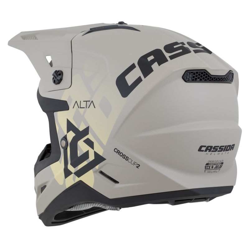 Каска за мотокрос Cassida Cross Cup 2 Alta, матова, пясъчно-сива
