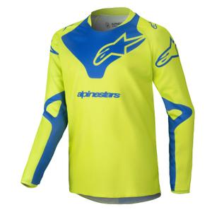 Детска тениска за мотокрос Alpinestars Racer Veil флуорово жълто-синьо