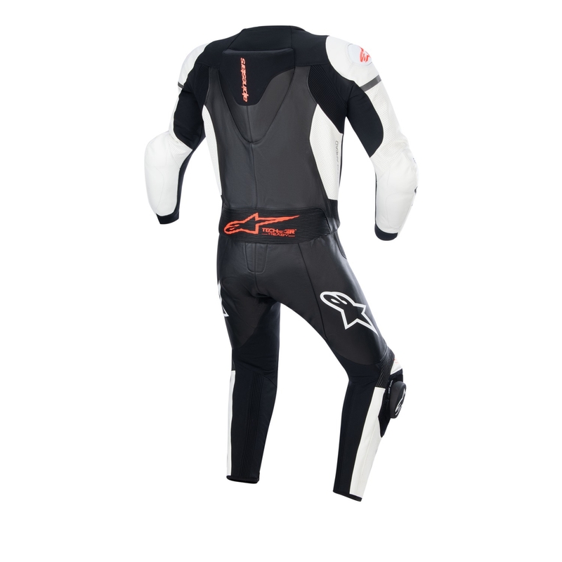 Alpinestars GP Force Lurv бяло-черно-флуо червен кожен костюм от две части