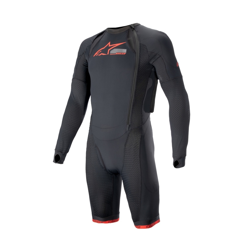 Външен слой на жилетката с въздушна възглавница Alpinestars TECH-AIR®10 с къси крачоли черно-червено-сиво