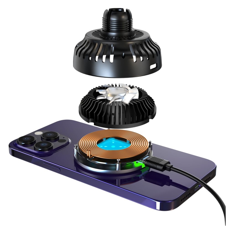 Държач за безжично зареждане FIXED MagCool с активно охлаждане с MagSafe Mount Black 15W