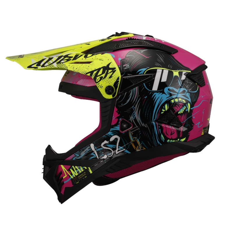 Мотокрос каска LS2 MX708 Fast II Gorilla лилаво-жълта