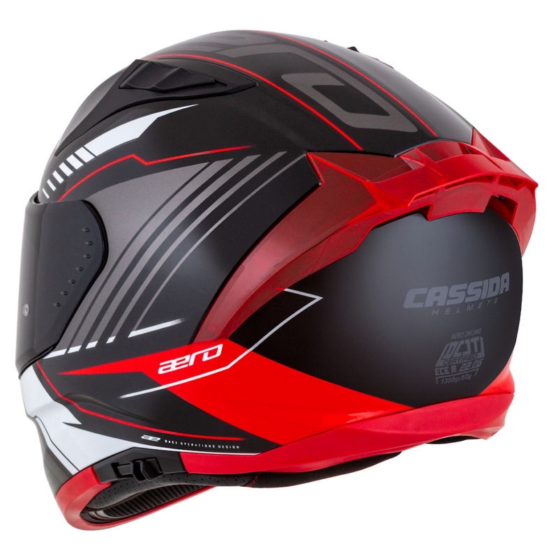 Cassida Aero Drome черно-червено-бяло-сива интегрална мотоциклетна каска