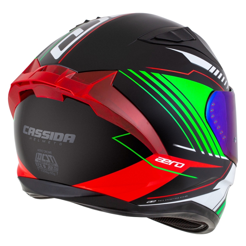 Cassida Aero Drome черно-червено-зелено-бяла интегрална мотоциклетна каска