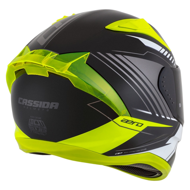 Cassida Aero Drome черно-флуо-жълто-бяло-сива интегрална мотоциклетна каска