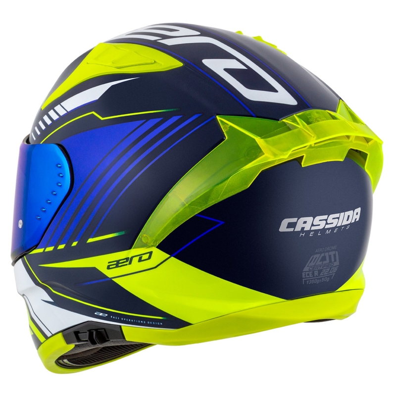 Cassida Aero Drome синьо-флуо жълто-светло синьо-бяло интегрална мотоциклетна каска