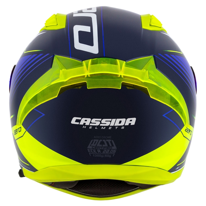 Cassida Aero Drome синьо-флуо жълто-светло синьо-бяло интегрална мотоциклетна каска