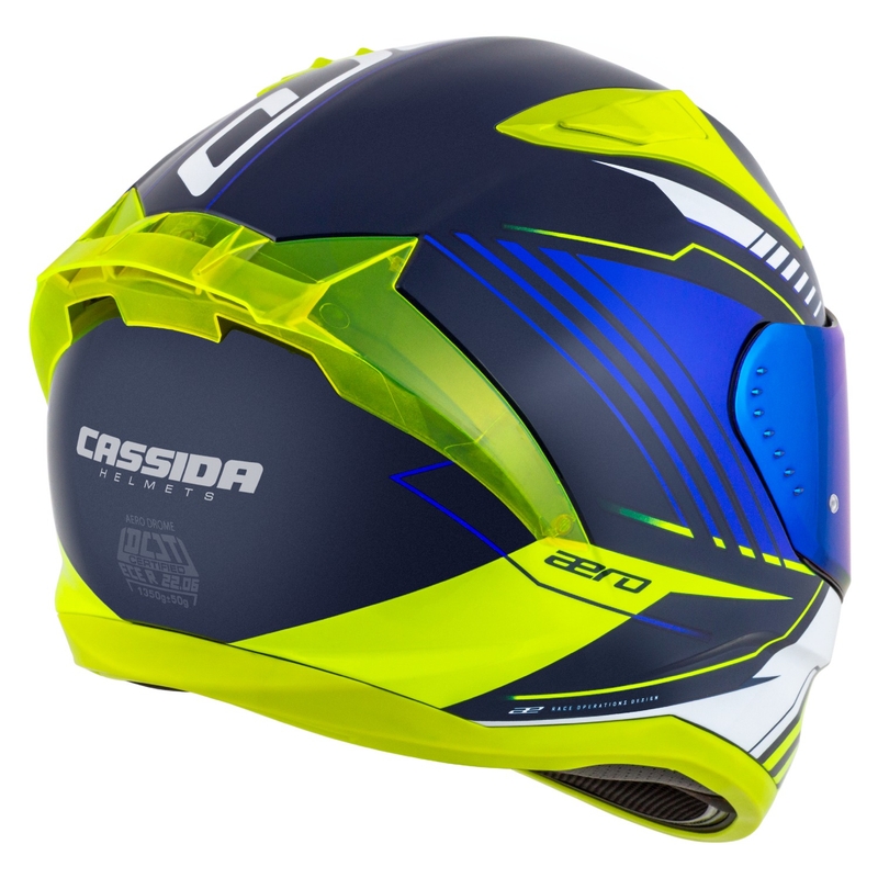 Cassida Aero Drome синьо-флуо жълто-светло синьо-бяло интегрална мотоциклетна каска