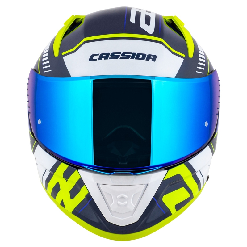 Cassida Aero Drome синьо-флуо жълто-светло синьо-бяло интегрална мотоциклетна каска
