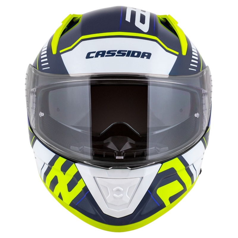 Cassida Aero Drome синьо-флуо жълто-светло синьо-бяло интегрална мотоциклетна каска