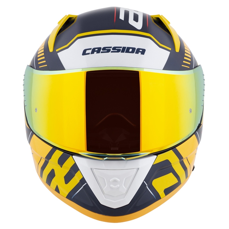 Cassida Aero Drome интегрална мотоциклетна каска синьо-жълто-оранжево-червено-светло синьо-бяло
