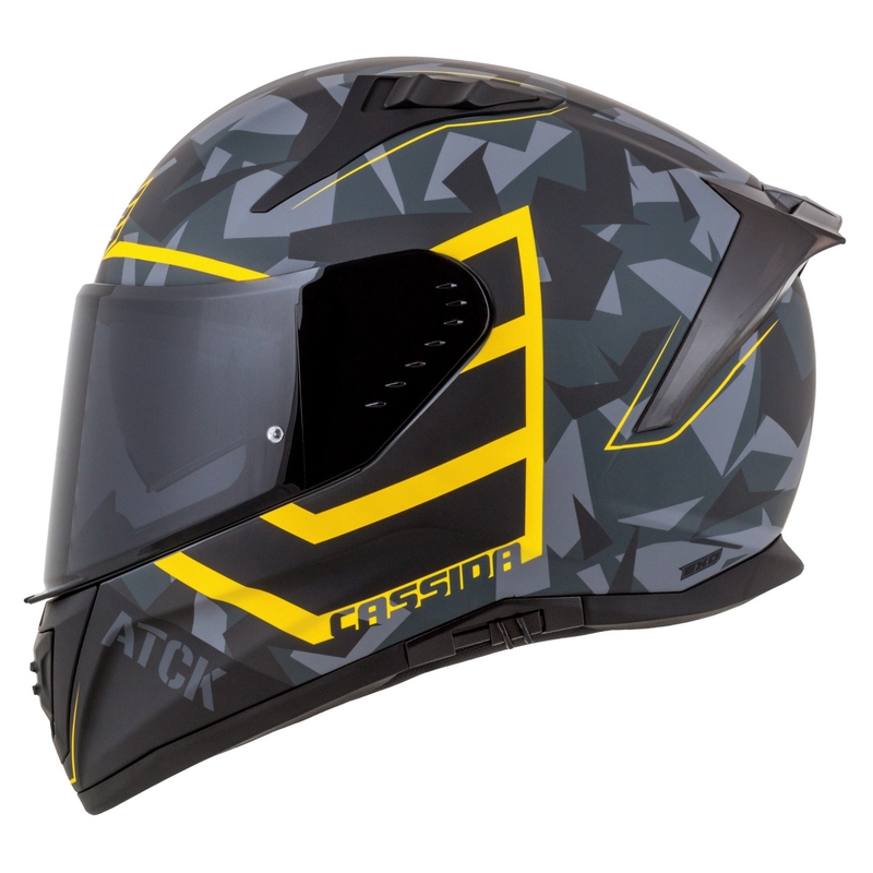Интегрална мотоциклетна каска Cassida Aero camo сиво-черно-флуо жълто