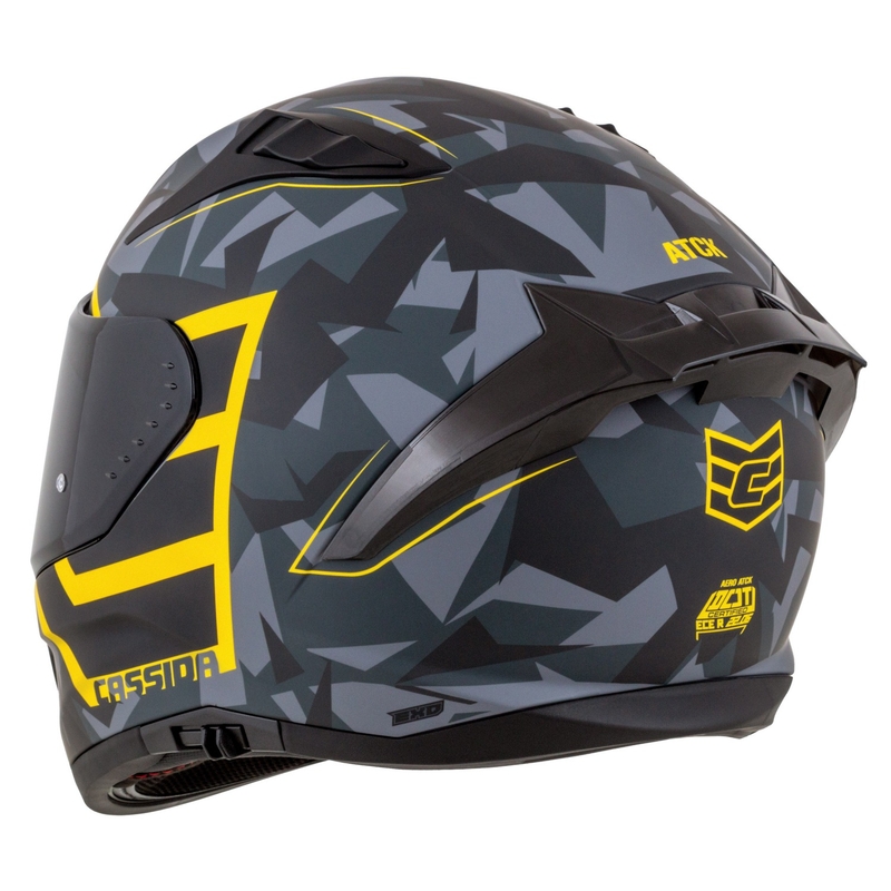 Интегрална мотоциклетна каска Cassida Aero camo сиво-черно-флуо жълто