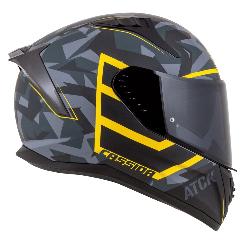 Интегрална мотоциклетна каска Cassida Aero camo сиво-черно-флуо жълто