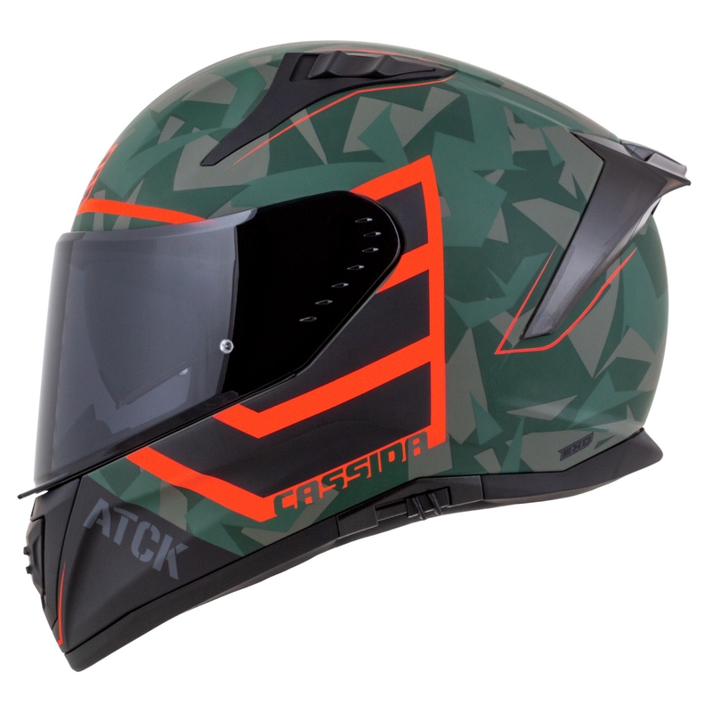 Cassida Aero ATCK камуфлажна зелена-черна-сива-оранжева интегрална мотоциклетна каска