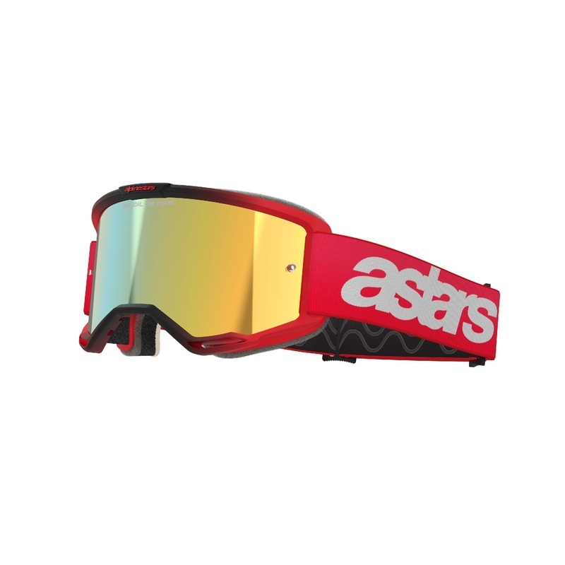 Очила за мотокрос Alpinestars Vision 5 Blaze червени с огледален златен плексиглас