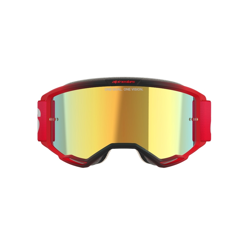 Очила за мотокрос Alpinestars Vision 5 Blaze червени с огледален златен плексиглас